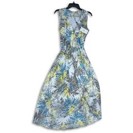 NWT Halston Womens Multicolor Tropical V-Neck Tie-Waist Wrap Dress Size XS