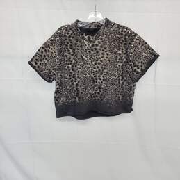 All Saints Gray Cotton Leopard Patterned Stud Embellished Shirt WM Size XS