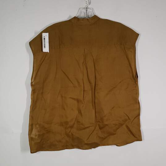 NWT Womens Chest Pockets Band Collar Sleeveless Button-Up Shirt Size Large image number 2