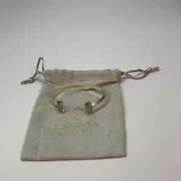 Designer Kendra Scott Gold-Tone Iridescent Druzy Stone Cuff Bracelet w/ Bag