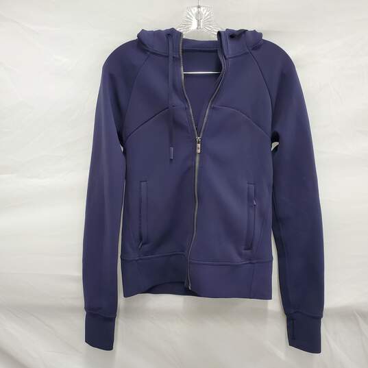 Lululemon Women's Athletica Navy Blue Hooded Full Zip Sweat Jacket Size M image number 1
