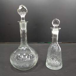 2PC Clear Crystal Decanters w/ Stoppers