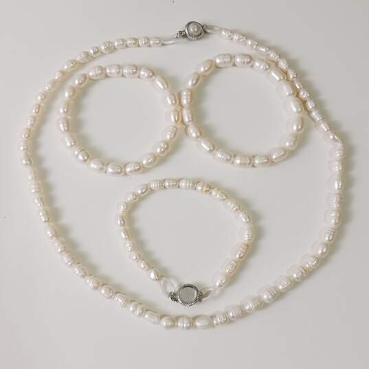 Faux Pearl Necklace and Bracelet Costume Jewelry Collection image number 3