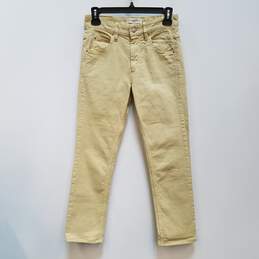 Mens Yellow Cotton Comfort Pockets Mid Rise Skinny Leg Jeans Size 34