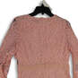 NWT Womens Pink Floral Lace Crew Neck Bell Sleeve Back Zip Sheath Dress 8 image number 4
