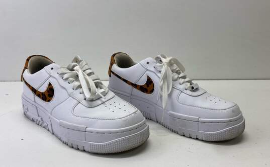 Nike AF 1 Low Pixel SE Women's White Sneakers with Leopard Print Swoosh Sz. 8.5 image number 3