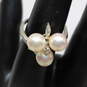 Vintage 14K White Gold Pearl White Sapphire Accent Ring Size 7.5 - 5.6g image number 1