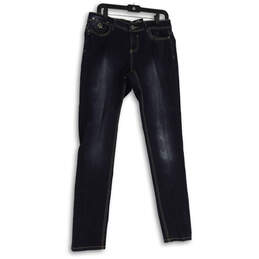 Womens Black Denim Dark Wash Pockets Stretch Skinny Leg Jeans Size 11/12