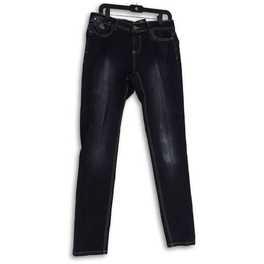 Womens Black Denim Dark Wash Pockets Stretch Skinny Leg Jeans Size 11/12 image number 1
