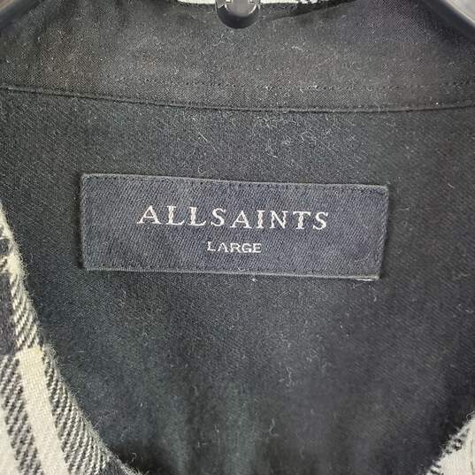 All Saints Men Black Plaid Button Up Shirt L image number 3