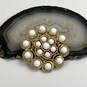 Designer Stella & Dot Gold-Tone White Faux Pearl Fashionable Brooch Pin image number 1