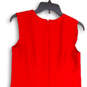 Womens Red Ruffle Round Neck Sleeveless Back Zip Sheath Dress Size 4 image number 4