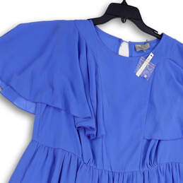 NWT Womens Blue Flutter Sleeve Ruffle Hem Fit & Flare Dress Size 14 alternative image