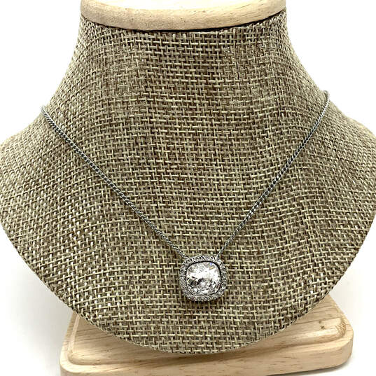Designer Givenchy Silver-Tone Shiny Rhinestone Adjustable Pendant Necklace image number 2