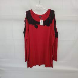 Torrid Red Cotton Blend Cold Shoulder Raglan W/ Lace Knit Sweater WM Size 5 ( 5X ) NWT