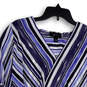 NWT Womens Multicolor Striped Bell Sleeve V-Neck Pullover Blouse Top Size S image number 3