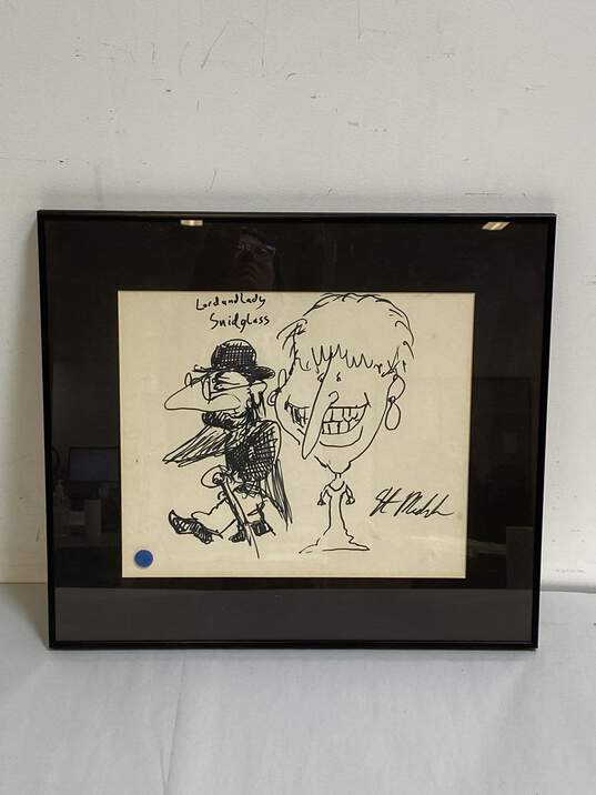 Lord and Lady Snidglass Caricature Drawing Drawing Signed. Matted & Framed image number 1