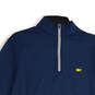 Mens Blue Mock Neck Long Sleeve 1/4 Zip Pullover Sweatshirt Size Medium image number 3