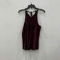 NWT Womens Red Black Velvet Sleeveless Keyhole Neck Blouse Top Size Small image number 2