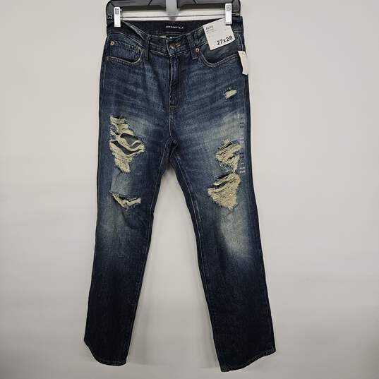 AERO Blue Distressed Relaxed Denim Jeans image number 1
