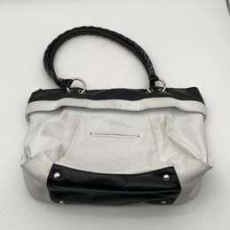 Womens White Black Leather Foldable Inner Pockets Studded Shoulder Bag alternative image