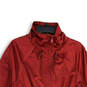 Womens Red Long Sleeve Mock Neck Oversized Full-Zip Windbreaker Jacket Sz L image number 3