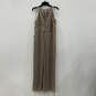 NWT Womens Shimmery Gold Sleeveless Halter Neck Side Slit Maxi Dress Sz 14 image number 2