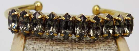 Elizabeth Cole Gold Tone Marquise Rhinestone Cuff Bracelet 17.5g image number 5