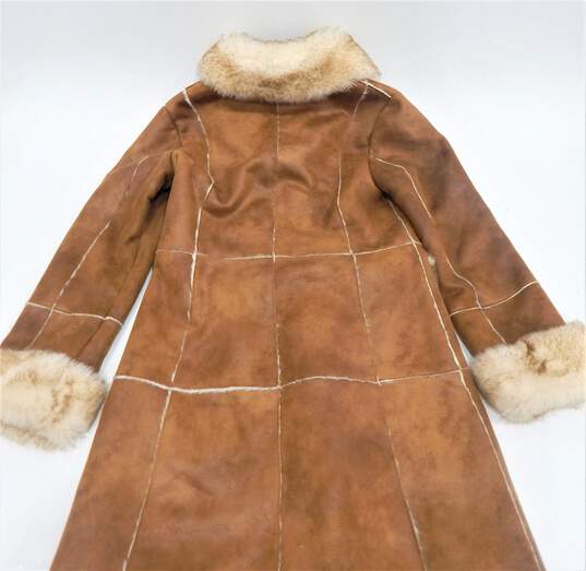 Wilsons Vegan Brown Leather Faux Fur Trim Women's Penny Lane Style Coat Size M image number 3