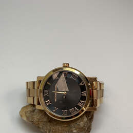 Designer Michael Kors MK-3585 Gold-Tone Round Black Dial Analog Wristwatch
