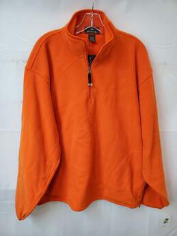 Antigua Long Sleeve Pullover Quarter Zip Mango Orange Sweater Men's Size L NWT
