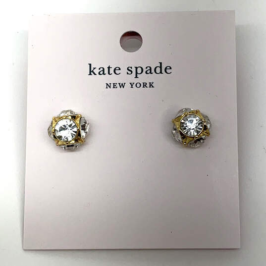 Designer Kate Spade Stylish Gold-Tone Crystal Pave Stone Ball Stud Earrings image number 1