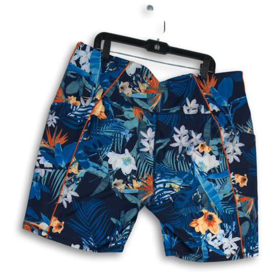 NWT Xersion Womens Blue Orange Isla Floral High-Rise Fitted Biker Shorts Size 3X image number 2