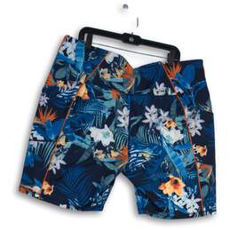 NWT Xersion Womens Blue Orange Isla Floral High-Rise Fitted Biker Shorts Size 3X alternative image