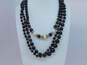 VNTG Mid Century Faux Pearl, Black & Gold Tone Beaded Necklace Lot image number 1