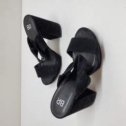 Black Suede Open Toe Heel Sandals Size 6M alternative image