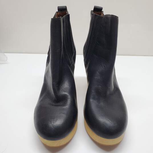 Madewell Marco Black Leather Chelsea Booties Wooden Platform Heel Women's Size 9 image number 2