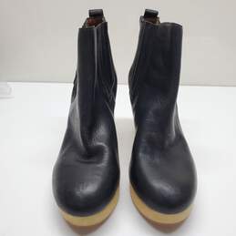 Madewell Marco Black Leather Chelsea Booties Wooden Platform Heel Women's Size 9 alternative image