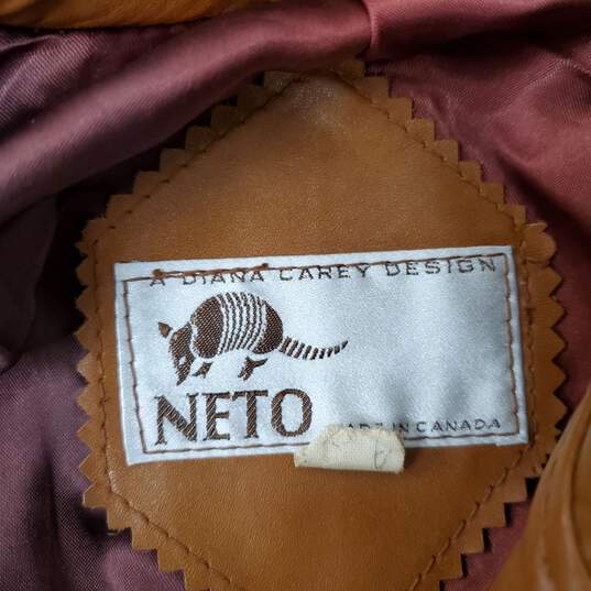 VTG Neto WM's Tan Leather Bomber Jacket Size 38 image number 4