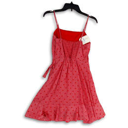 NWT Womens Red Heart Print Ruffle Spaghetti Strap A-Line Dress Size Medium alternative image