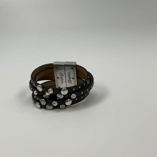 Designer Brighton Silver-Tone Studs Crystal Cut Stone Wide Wrap Bracelet image number 4
