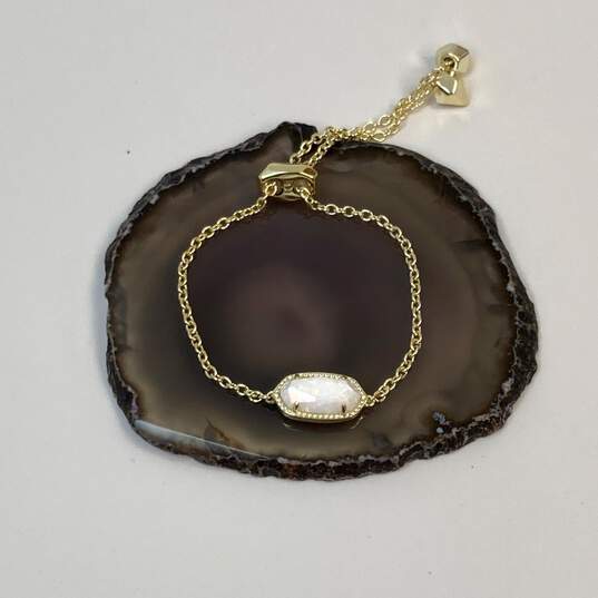 Designer Kendra Scott Gold-Tone Crystal Cut Stone Link Chain Bracelet image number 1