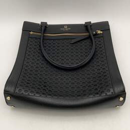 Kate Spade Womens Black Leather Double Strap Bottom Stud Zipper Tote Handbag