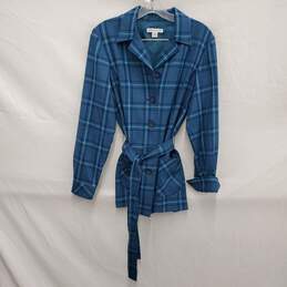 VTG Pendleton WM's 100% Virgin Wool Teal Blue Plaid Button Jacket Size M
