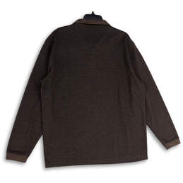 NWT Mens Brown Knitted Long Sleeve Collared Pullover Sweater Size Large alternative image