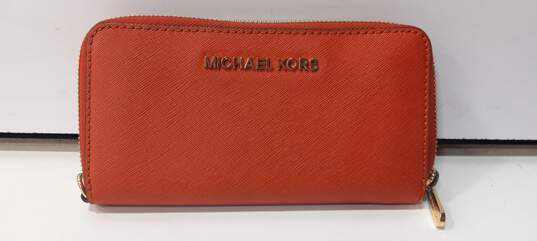 Michael Kors Women's Orange Leather Wallet image number 1