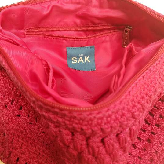 The Sak Crochet Shoulder Knit Bag Pink image number 7
