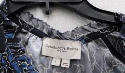 Charlotte Brody Navy Blue Pattern Women's Blouse sz L alternative image