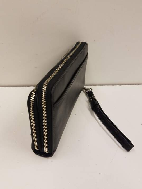 Buy the Coach Smooth Leather Accordion Zip Wallet Black