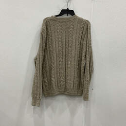 Mens Beige Long Sleeve Crew Neck Knitted Classic Pullover Sweater Size XL alternative image
